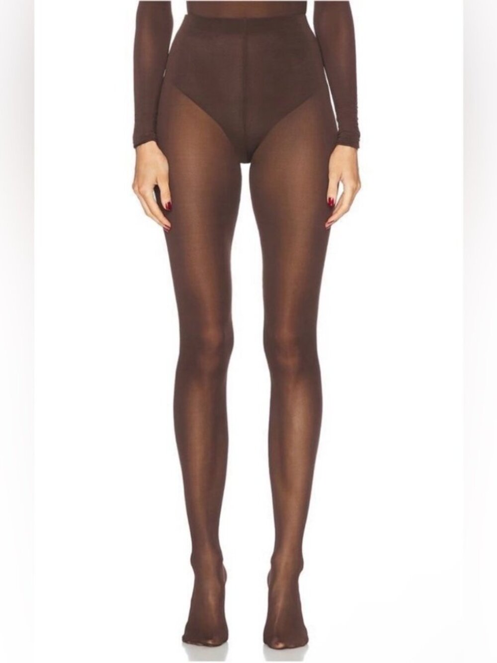 WARDROBE.NYC Sheer Tights in Dark Brown Size S NWT Luxury Hosiery